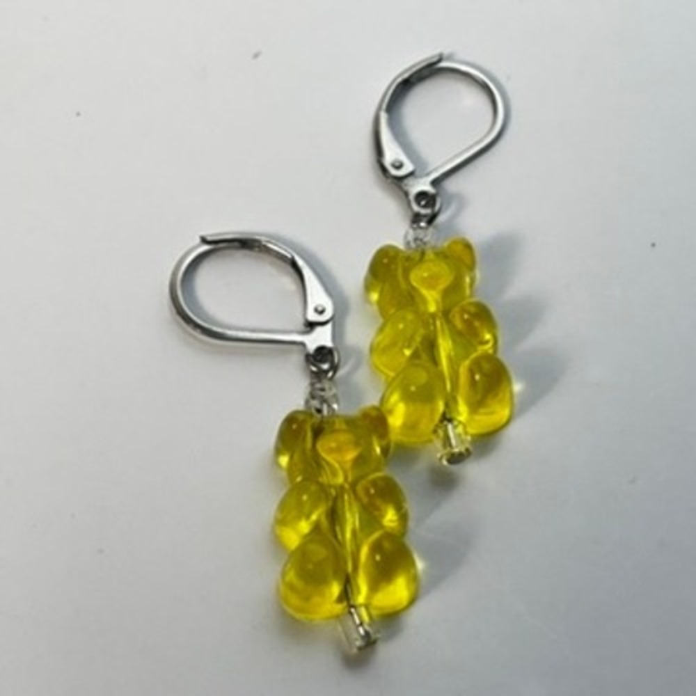 Gummy Bear Earrings Yellow Acrylic Statement Boho Y2K Streetwear Whimsygoth